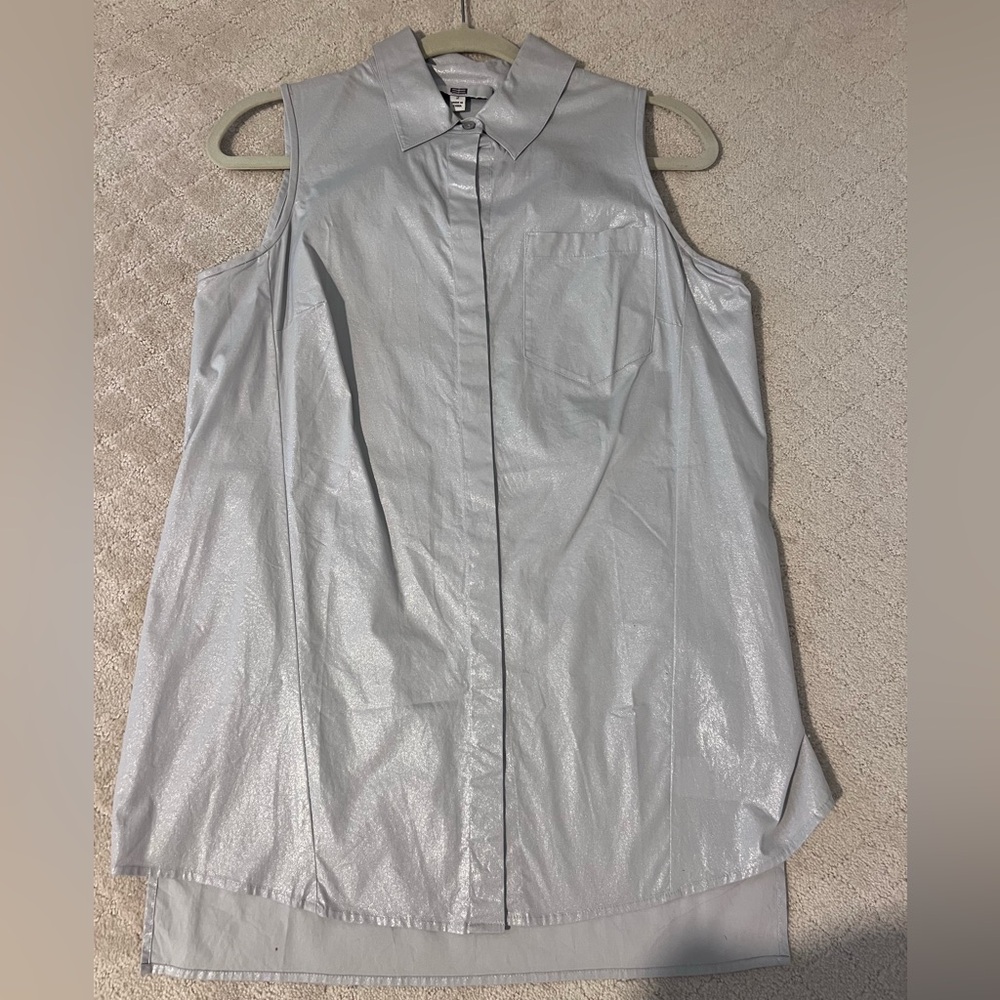 Etcetera Silver Sleeveless Button Down Top - image 3